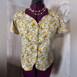 Maglificio MG Vintage Styled in Italy Floral Short-Sleeve Blouse